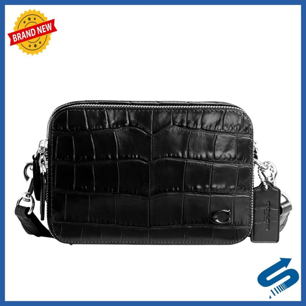 Men's Leather Crossbody Bag with Detachable Strap, Credit Card Slots